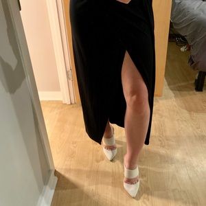 Club Monaco high slit black midi skirt